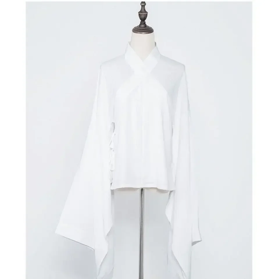 Китайская традиционная одежда Hanfu для женщин и мужчин белые черные топы юбка