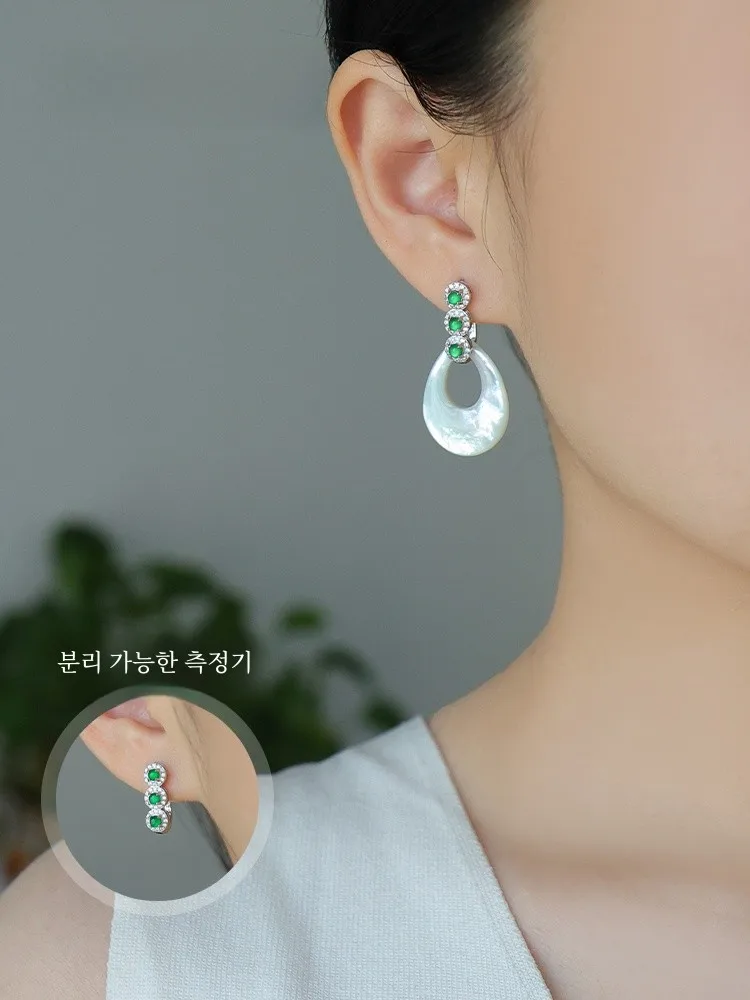 Пряжка из натурального нефрита стерлинговое серебро S925 темно-морские черные