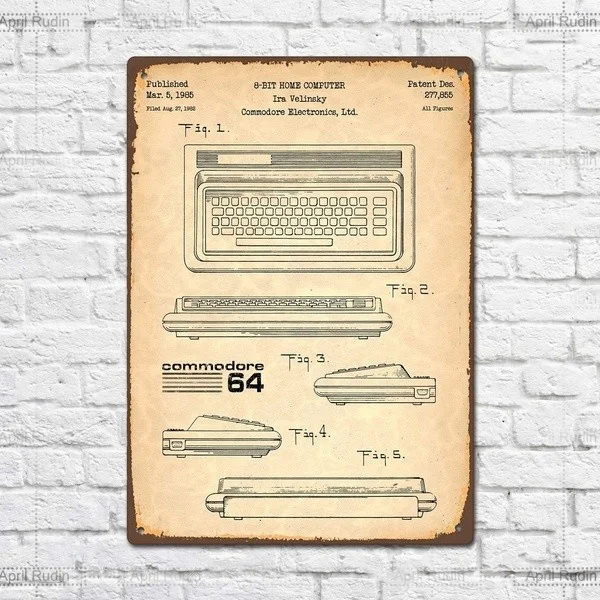 

Retro wall decoration home decoration Vintage Retro Commodore 64 Patent Metal Tin Sign Metal Sign Wall Decor Fashion