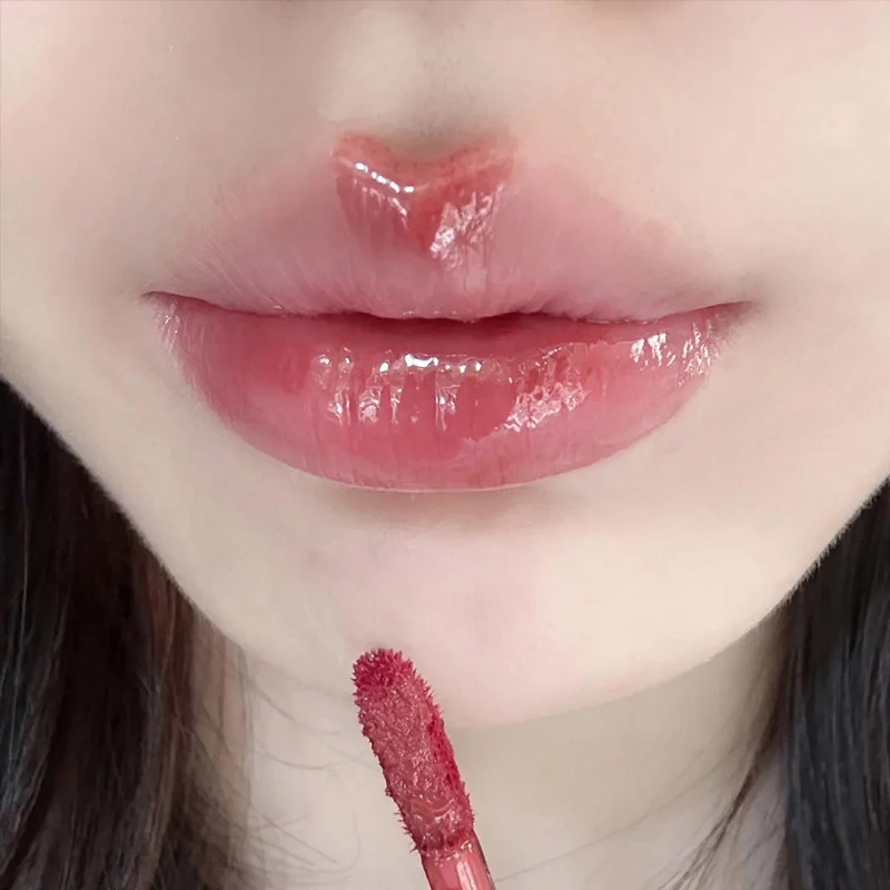 Crystal-frozen Glossy Lip Glaze Cute Pink Bear Lip Gloss Glossy Mirror White Nude Lipstick Non-stick Cup Doodle Lip Makeup images - 6