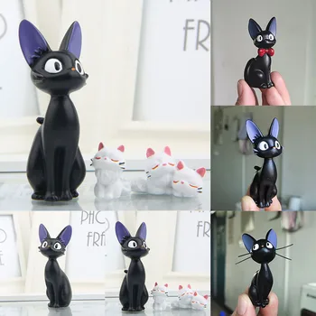 귀여운 만화 큰 검은 고양이 장식 흰색 고양이 모델 인형 장식 책상 장식 DIY 공예 정원 홈 오피스 미니어처