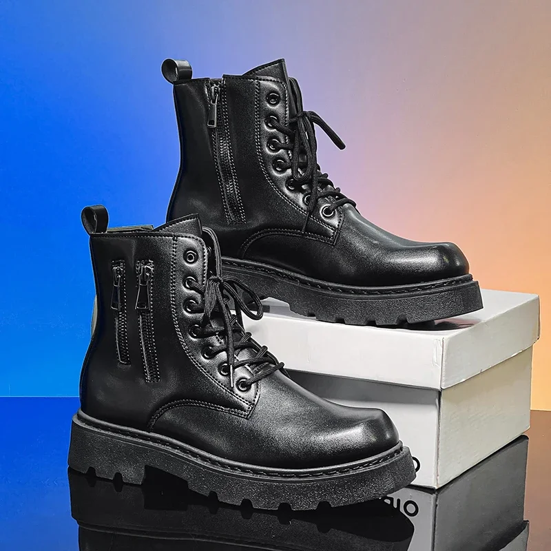 

Ботинки мужские высокие, Нескользящие износостойкие водонепроницаемые удобные универсальные Эластичные на толстой подошве, черные, рекомендуется