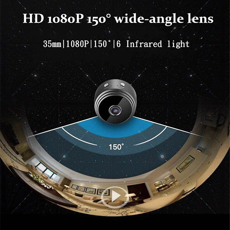 Беспроводная мини-камера видеонаблюдения с Wi-Fi 1080p |