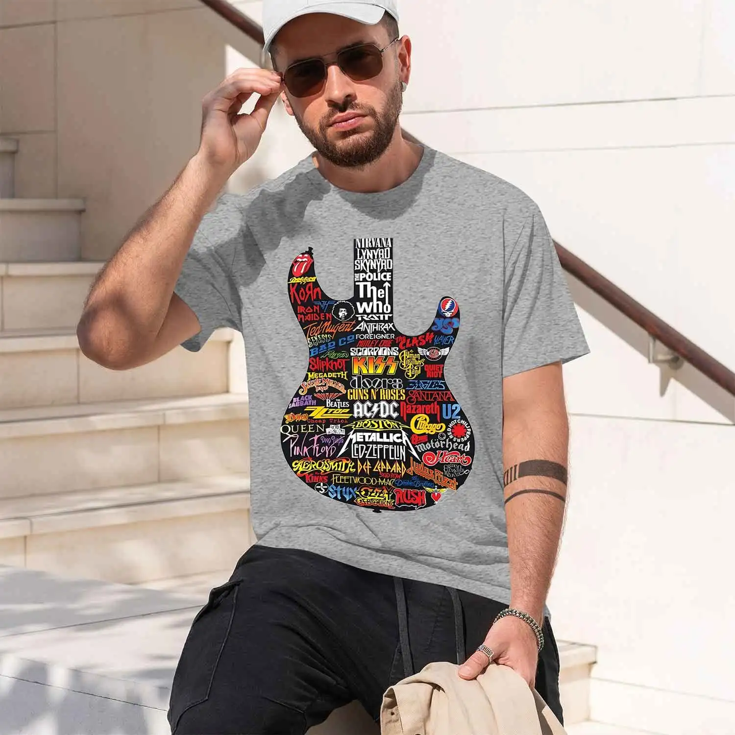 Фото Футболка Legends Of Rock Graph Tee D Tees 2026, новая модель, мужская футболка с коротким рукавом и круглым вырезом, классическая повседневная модель, несколько цветов и размеров. №3