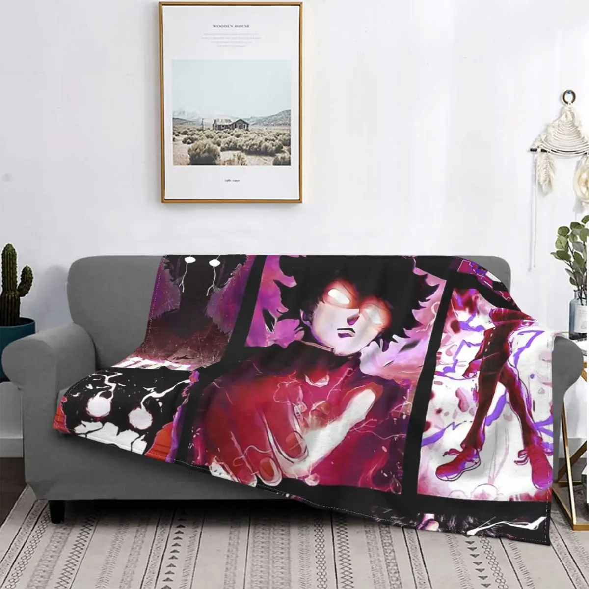 

Mob Psycho 100 Blanket Japanese anime Fleece Spring Autumn Multifunction Super Warm Throw Blankets For home Rug Piece