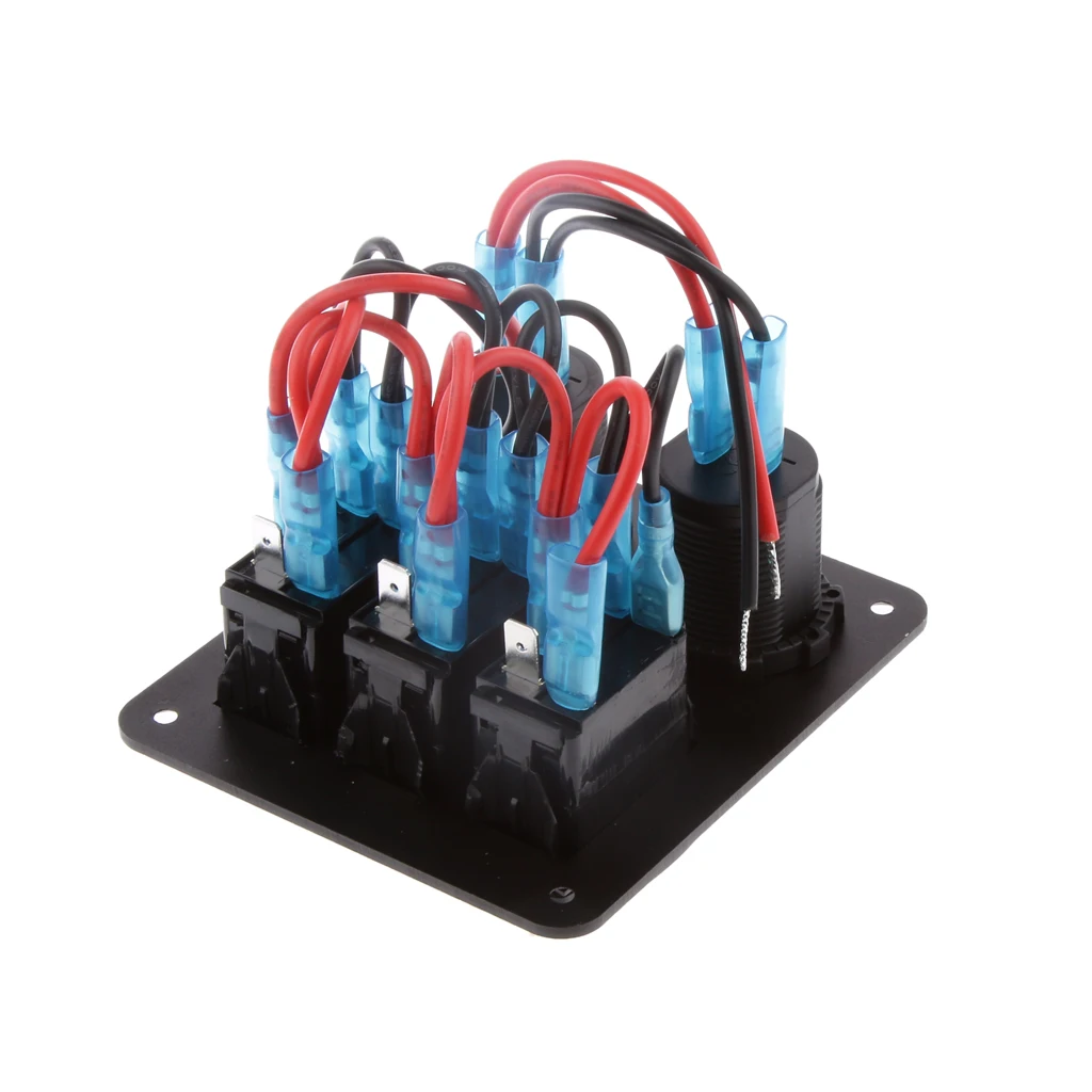 

3 speed led car boat 4 usb socket plug charger on-off switch panel