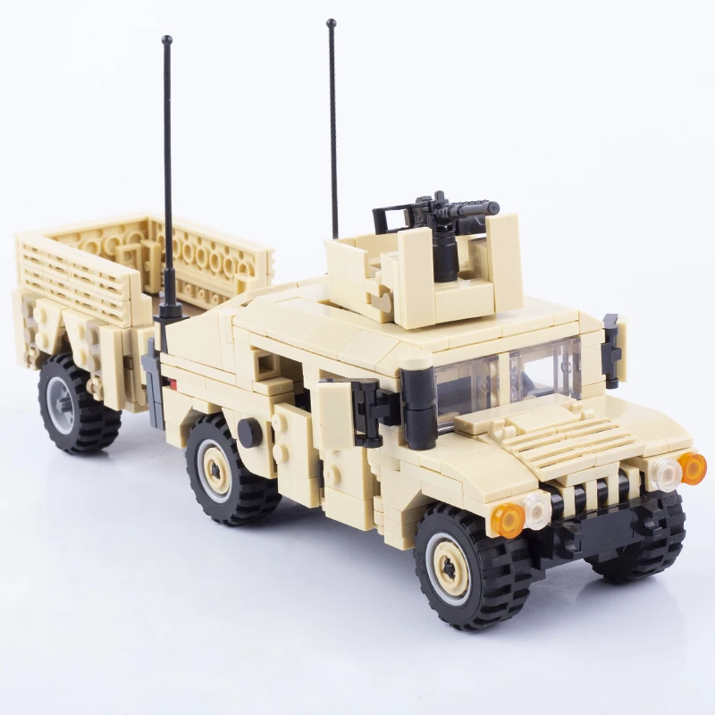 

WW2 Military Hummered Armored Car Heavy Machine MOC Building Blocks US Special Army Soldier Weapon Kids Toys for Boys Gift Toy