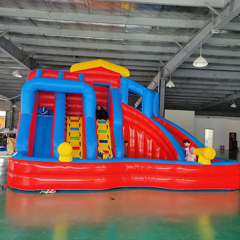 

OUTDOOR LARGE WATER INFLATABLE SLIDES, SWIMMING POOLS SUPPLY PVC CLIP MESH MATERIAL