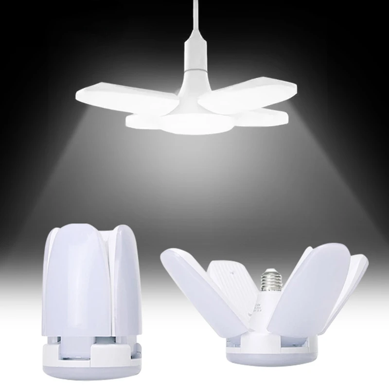 

E27 LED Bulb Fan Blade Timing Lamp AC85-265V 28W Foldable Led Industrial Light Bulb Lamp For Home Ceiling Light Garage Light