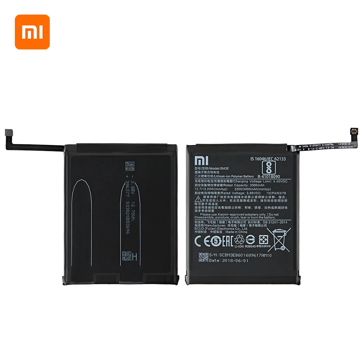 xiao mi 100 orginal bm3e 3400mah battery for xiaomi mi 8 mi8 m8 bm3e high quality phone replacement batteries free global shipping