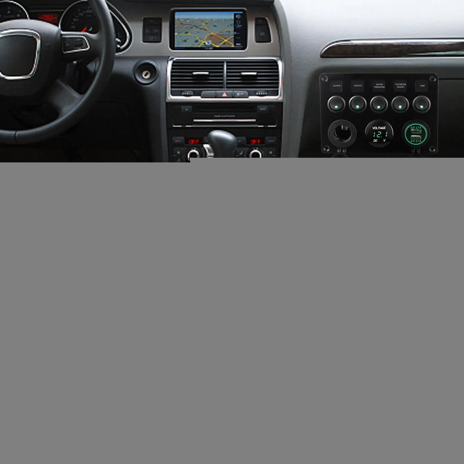 

12v/24v 5 Gang Rocker Switch Panel Dual Usb Ports Digital Aluminum Circuit Ship Car Breaker Marine Voltmeter Led Panel E9e6