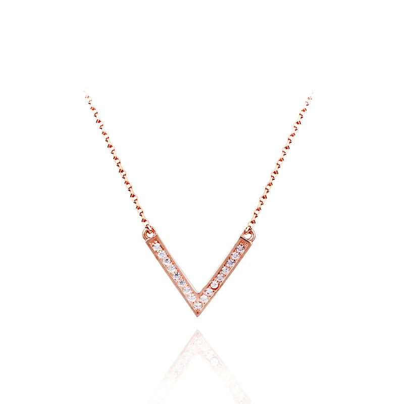 

Rhinestone-encrusted Angle Rose Gold Plating Stainless Steel Fashion Necklace