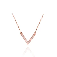 rhinestone encrusted angle rose gold plating stainless steel fashion necklace