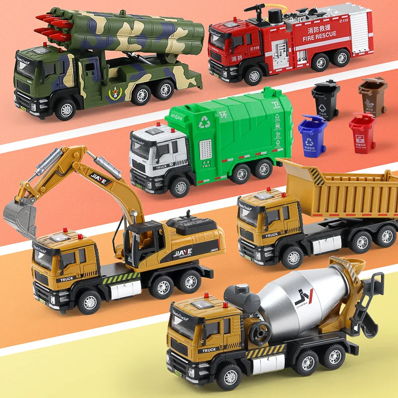

1:50 Alloy Sound and Light Warrior Engineering Vehicle Excavator Mixer Truck Garbage Crane Dump Truck Model Boy Toy