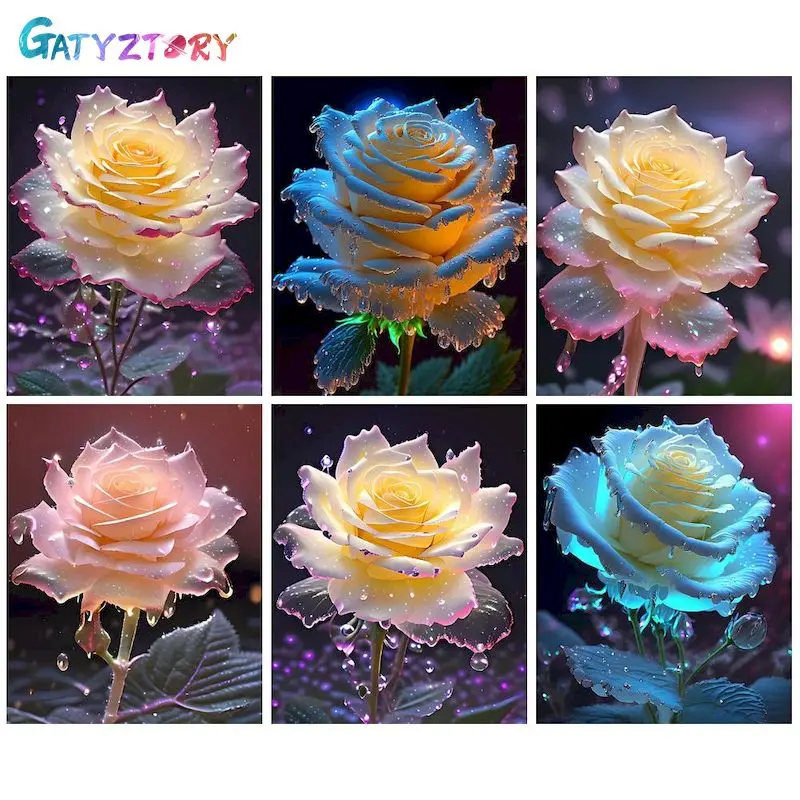 

GATYZTORY Paint By Number Flower Kits For Adults Handpainted Picture By Number Flower Home Decor Gift 60x75cm DIY Frame