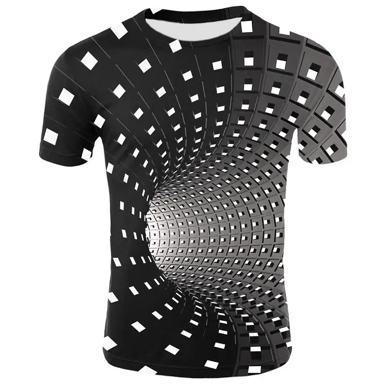 

Seasonal Popular Simple Tops Design Features Irregular Geometric Print Short Sleeves Comfortable and Breathable Simple Family We