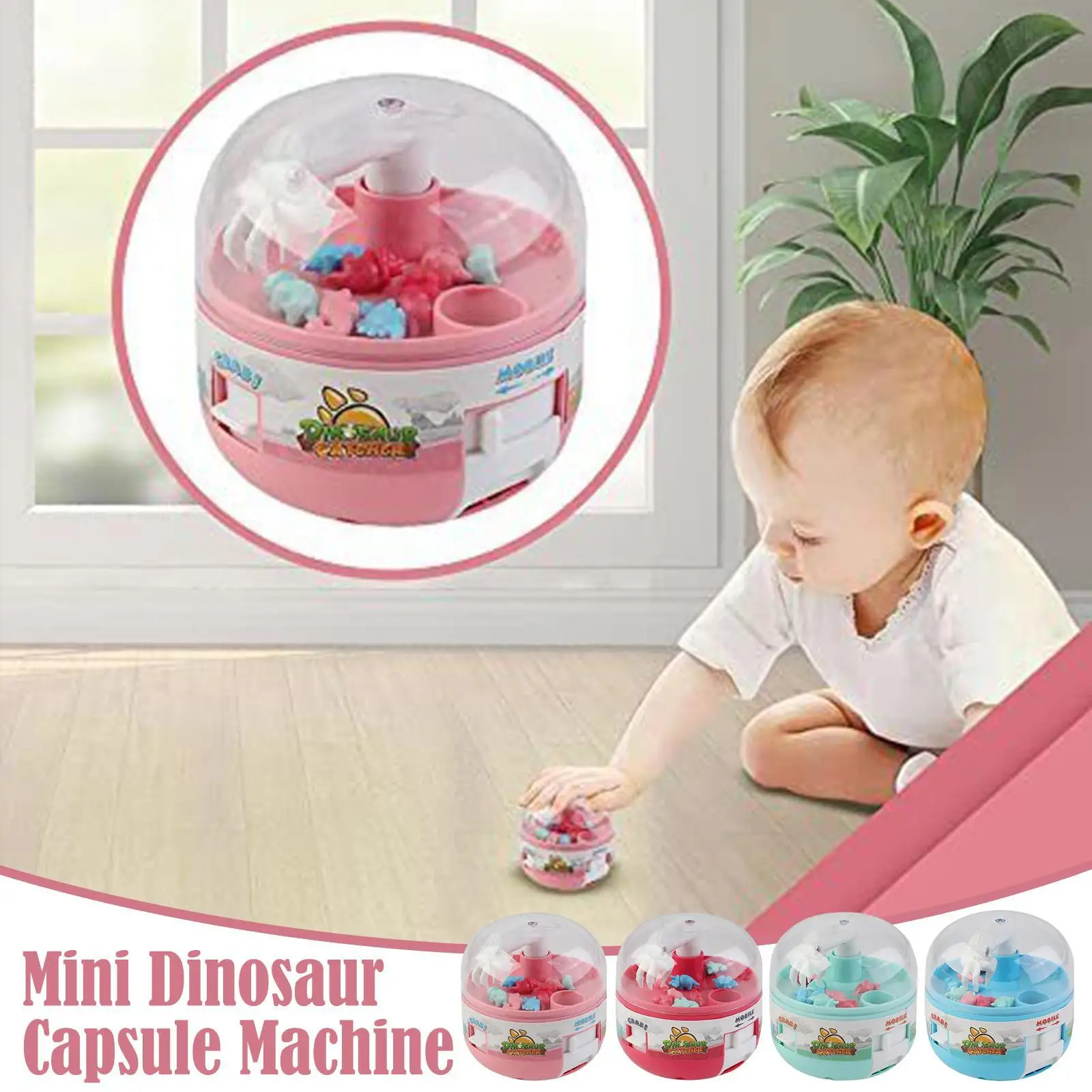 

Mini Mechanical Claw With 8pcs Dinosaur Toys Claw Toy Grabber Fingertip Toy Birthday Gifts Cute Cartoon Pattern Kids Funny Gifts