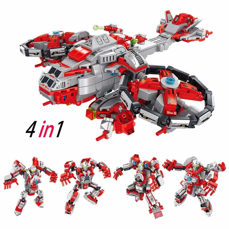 

Конструктор MOC Urban Warfare, суперробот, игрушка для мальчиков, воин, меча, конверсионная модель истребителя, строительный блок, игрушка, подарок ...