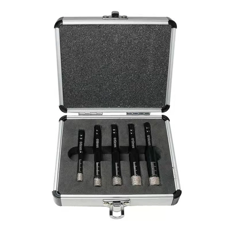 

1Set 6/8/10/12/14MM Hole Black Brazed Diamond Drilling Bits For Tile Marble Granite Quartz