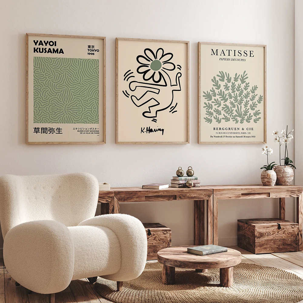 Шалфей зеленый Matisse Yayoi Kusama выставочный постер Haring Художественная Картина на