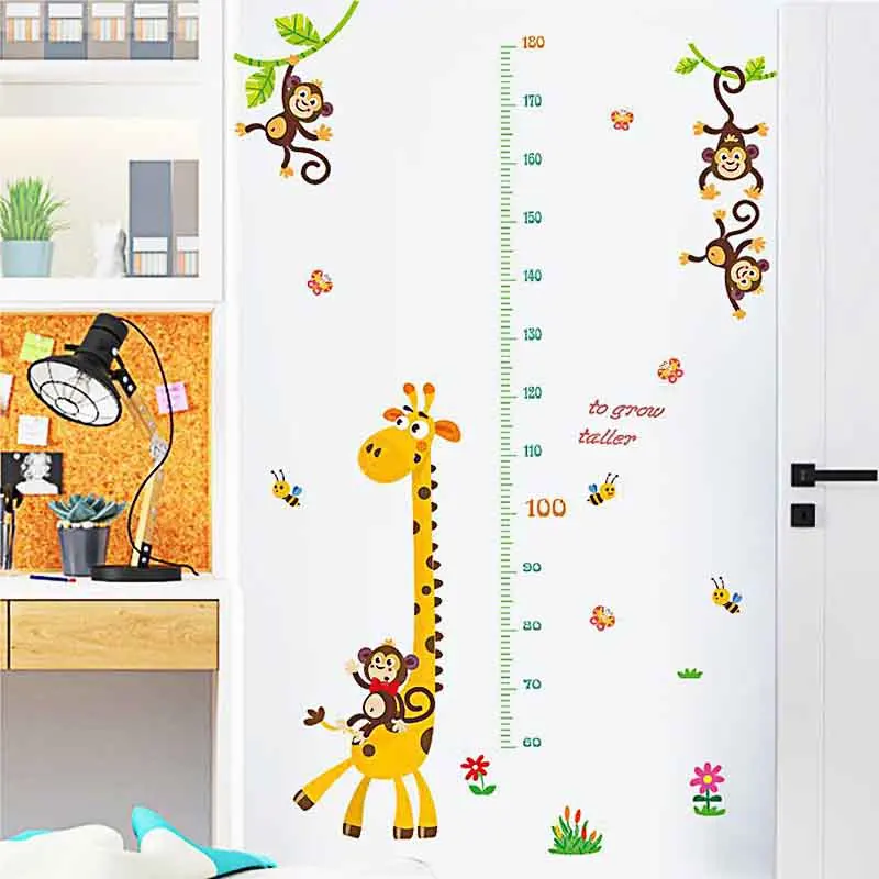 

Giraffe Wall Stickers Kids Room Decoration Cartoon Animal Wallsitckers MeasurementHeight Measurement Wallpapers Vinyl