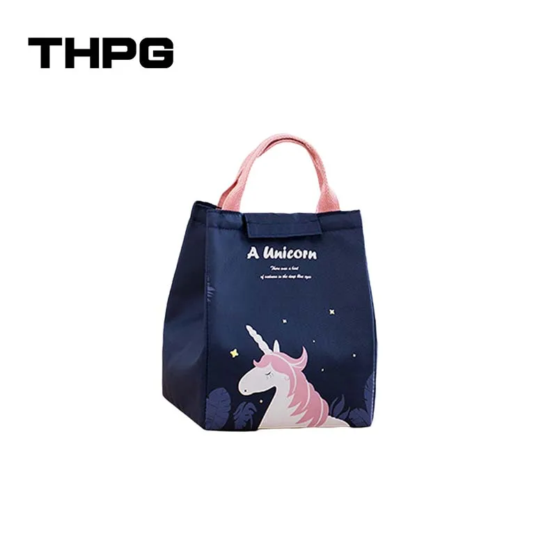 

THPG новые Мультяшные сумки для ланча, водонепроницаемые устойчивые к пятнам термосумки из ткани Оксфорд с изображением единорога, сумки для еды на дверцу, товары для путешествий, свежие сумки