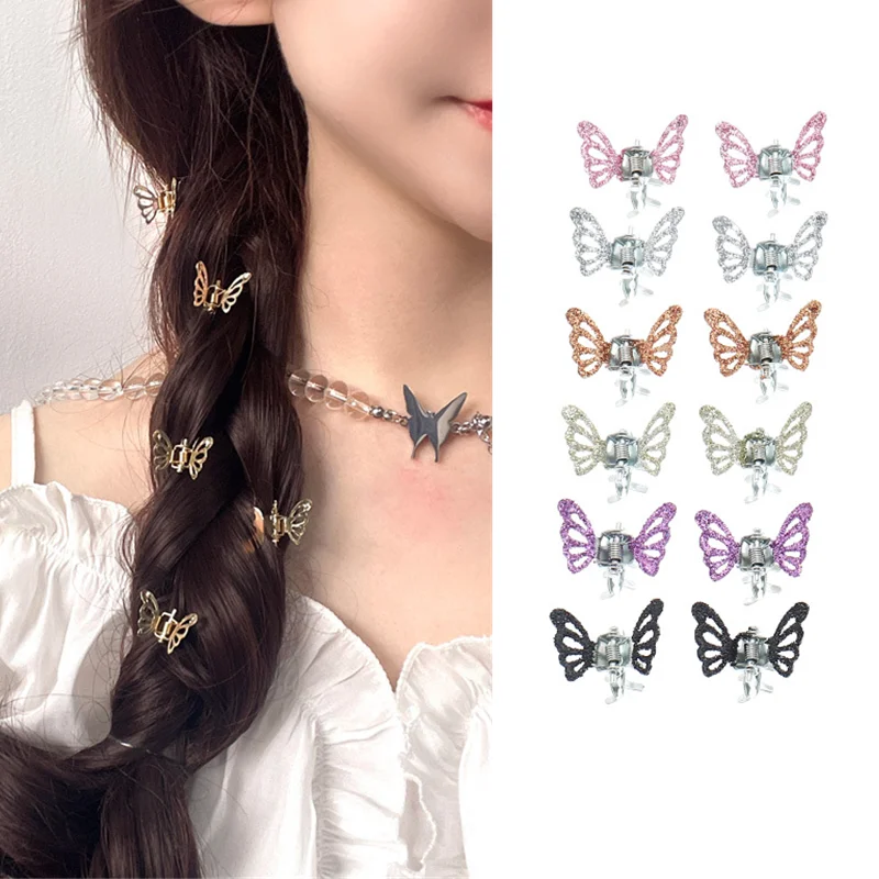 

24Pcs/set Butterfly Shape Small Hair Claws Ponytail Shiny Decorate Hair Clips Hairpins for Women Girls Fashion Hair Accessories