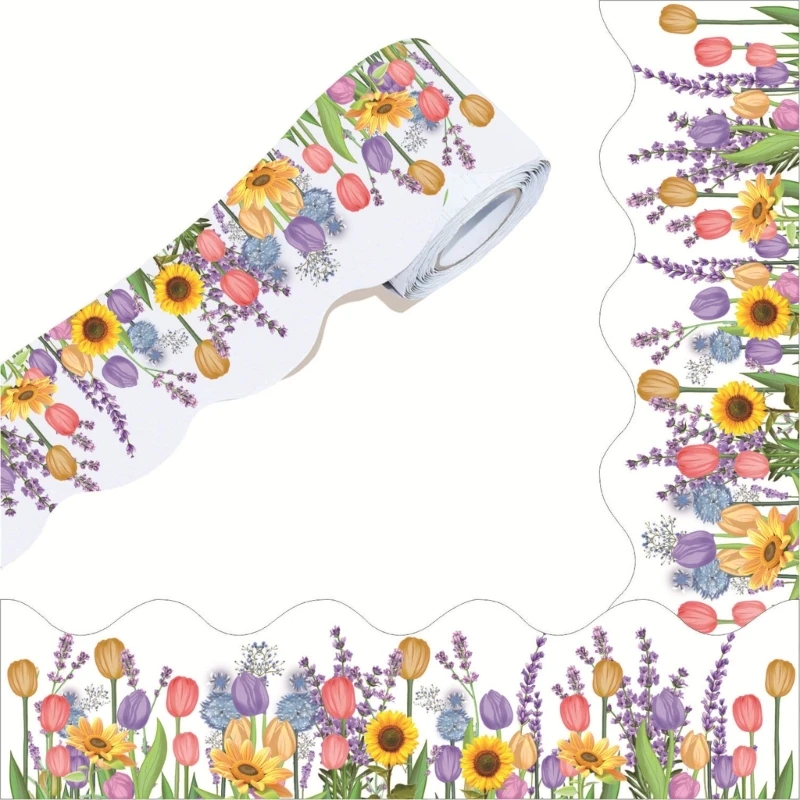 Клейкая граница для классной комнаты тюльпаны декоративные зубчатые полоски