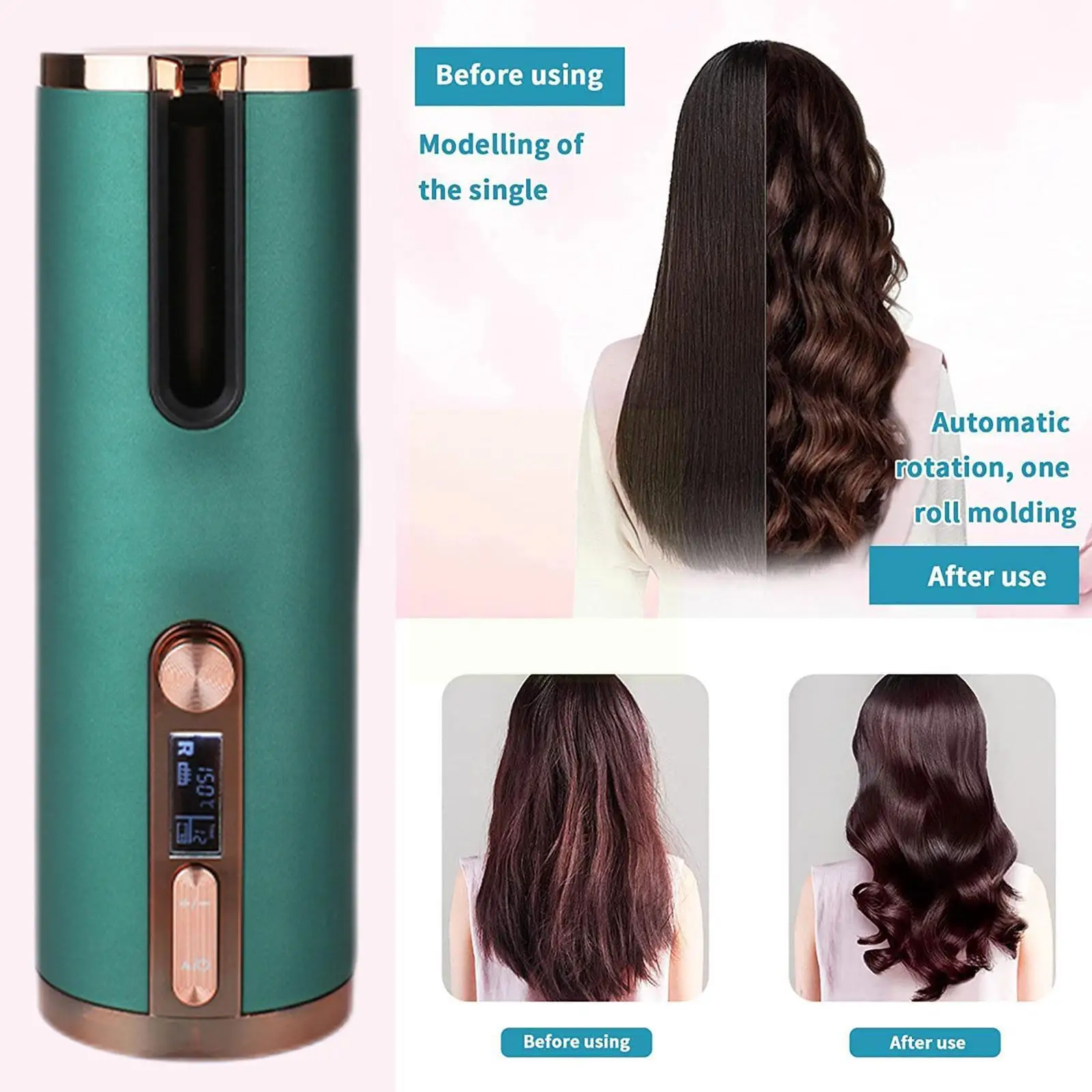 

Wireless Automatic Hair Curler Automatic Hair Curler Hair Iron With Usb Stick Charging Cable Curling Heating Ceramic Rotati L7i1
