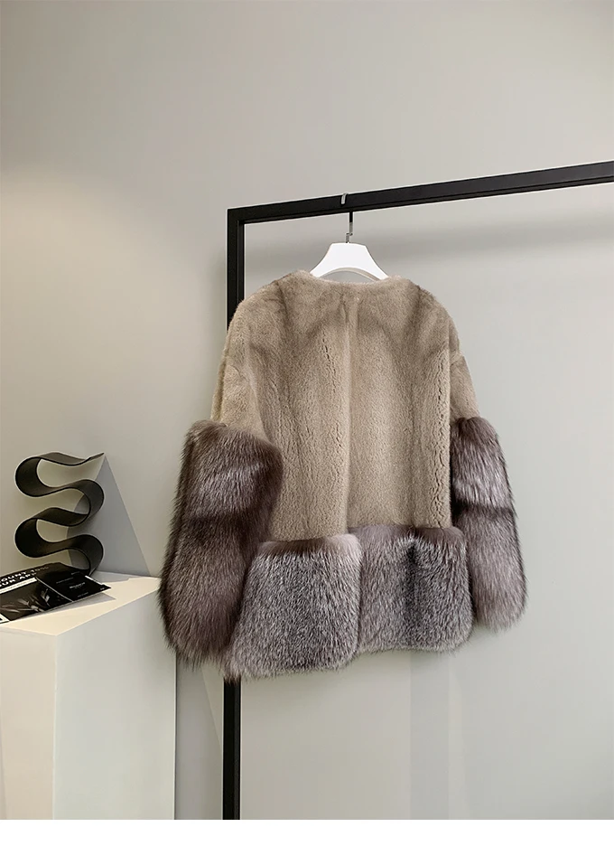 New 100% Natural Importe Mink Fur Coats 2022 Winer Fashion Warm Female Short Real Mink Fur Coat Real Fox Fur Jacket Women