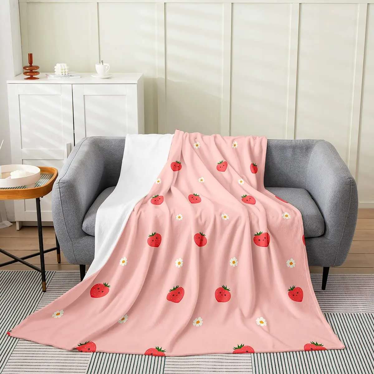 

Одеяло, мягкое Фланелевое покрывало с узором винограда, апельсина, клубники, легкое, для кровати, дивана, кровати, двуспальной кровати, фруктов