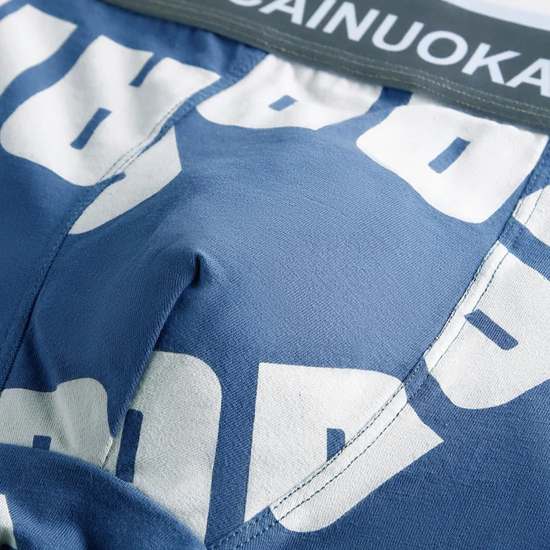 4-piece combination men's underwear cotton breathable trend personalized printed letters young men's quadrangle movement. trouse