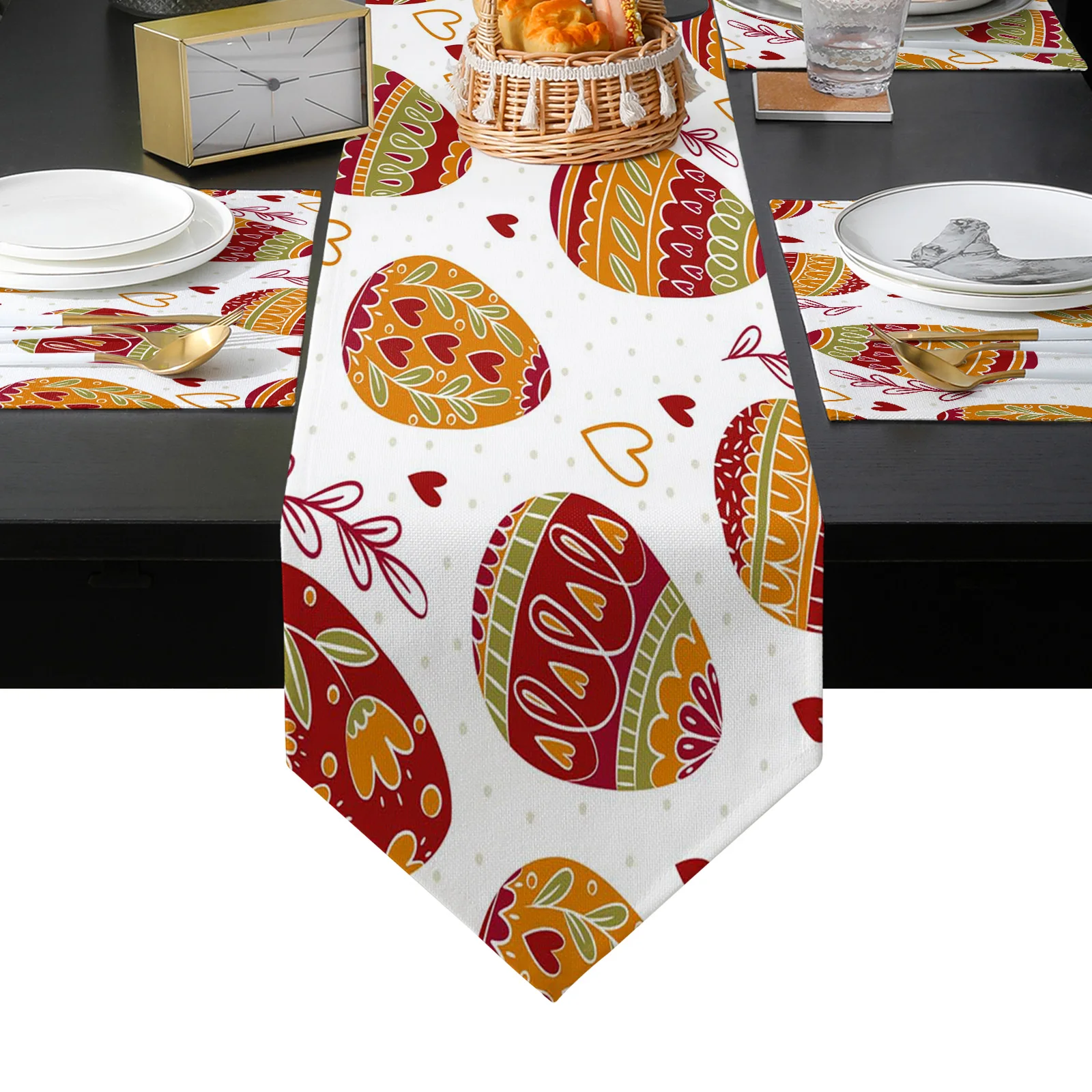 

Льняная настольная дорожка с принтом пасхальных яиц и кроликов, Свадебный декор, аксессуары для обеденного стола, домашний декор, Настольная дорожка