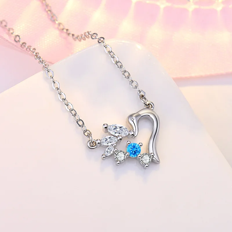 Женское ожерелье из серебра 925 пробы с кристаллами