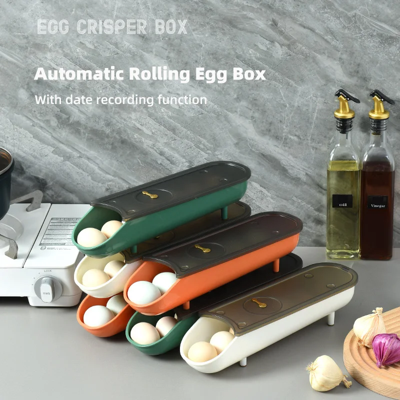 

Automatic Rolling Egg Box Refrigerator Egg Storage Organizer Egg Holder for Fridger Stackable Storage Clear Plastic Egg Holder