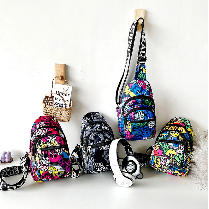 

Hip hop children's chest bag Camouflage youth Mobile Wallet Travel Holiday New lattice kids bag Large Capacity handbags