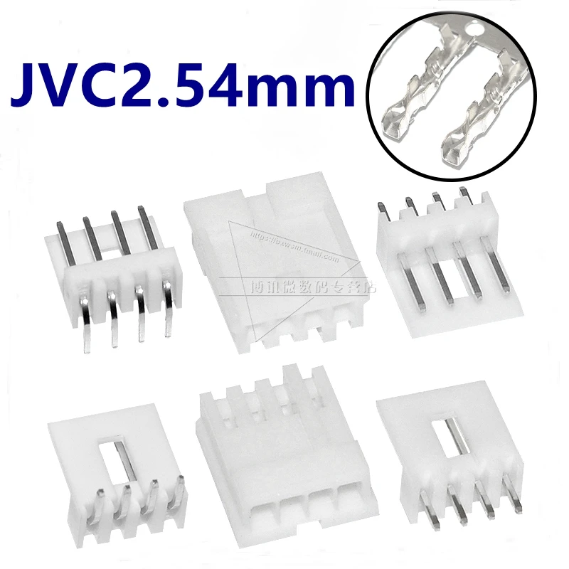

50pcs/Lot JVC Mini 4P Connector Floppy Power Supply Jack 2.54mm EI Housing Straight Right Angle Socket Housing Terminals