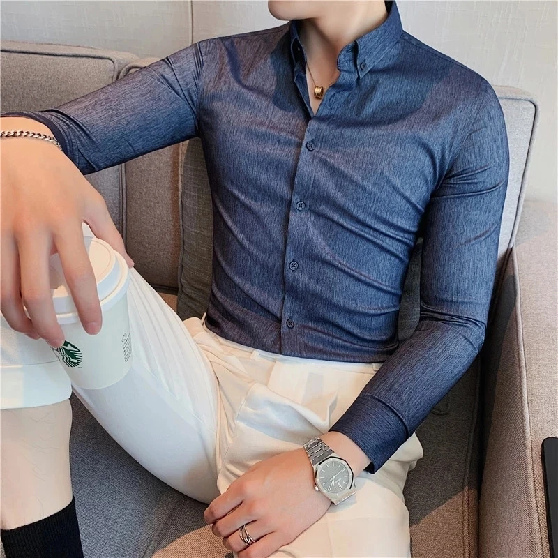 

Рубашки регулируемые для мужчин, рубашки с принтом манги простые, в офисе, 2022