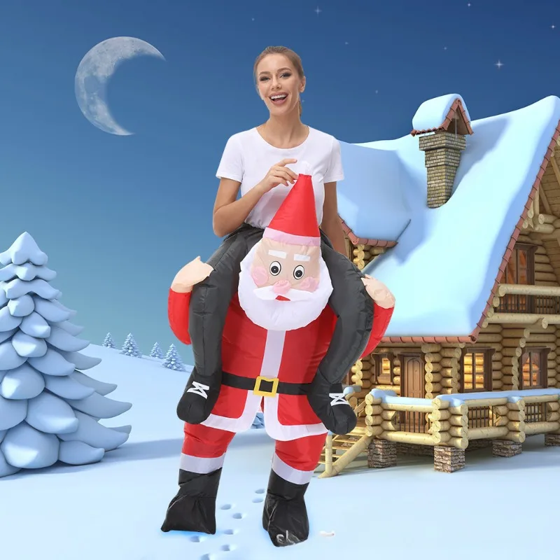 

Walking Santa Claus Inflatable Costume Christmas Riding Half Santa Claus Cosplay Xmas Party Dress Up Outfit Funny Party