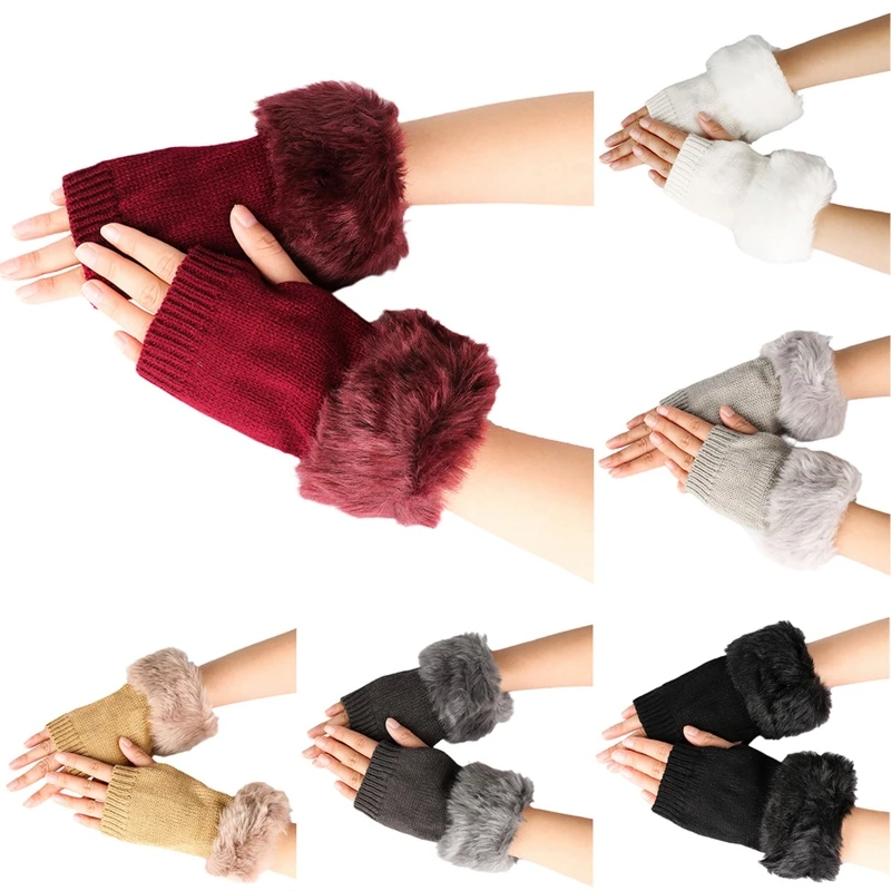 

Solid Color Knitted Women Gloves Winter Half Finger Thicken Warm Christmas Presents Gloves for Girlfriend Presents