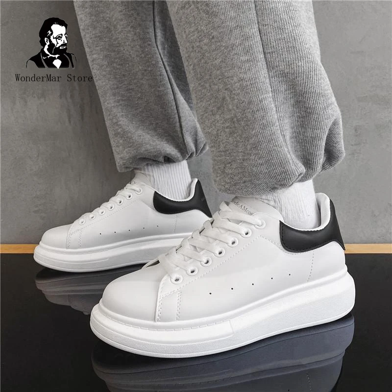 

Small white shoes for men and women couples 2023 new thick sole increase soft sole soft surface casual breathable board shoes