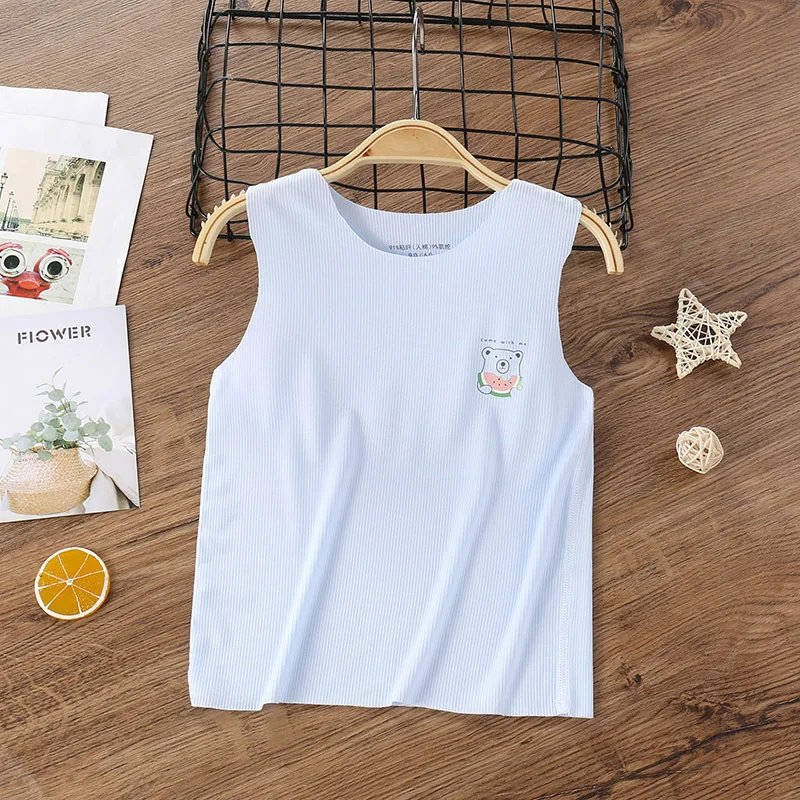 

Children's Vest Boneless Summer Boys Sleeveless Vest Round Collar Women Treasure Thin Strap Middle Child's Bottom Underwear