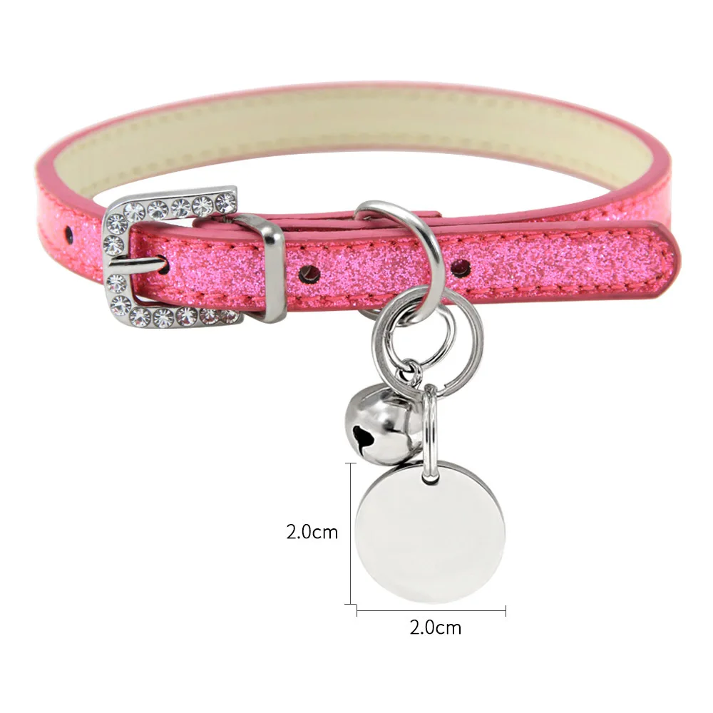 Шикарный кожаный ошейник с колокольчиком персональный ID Имя Воротник для кошек