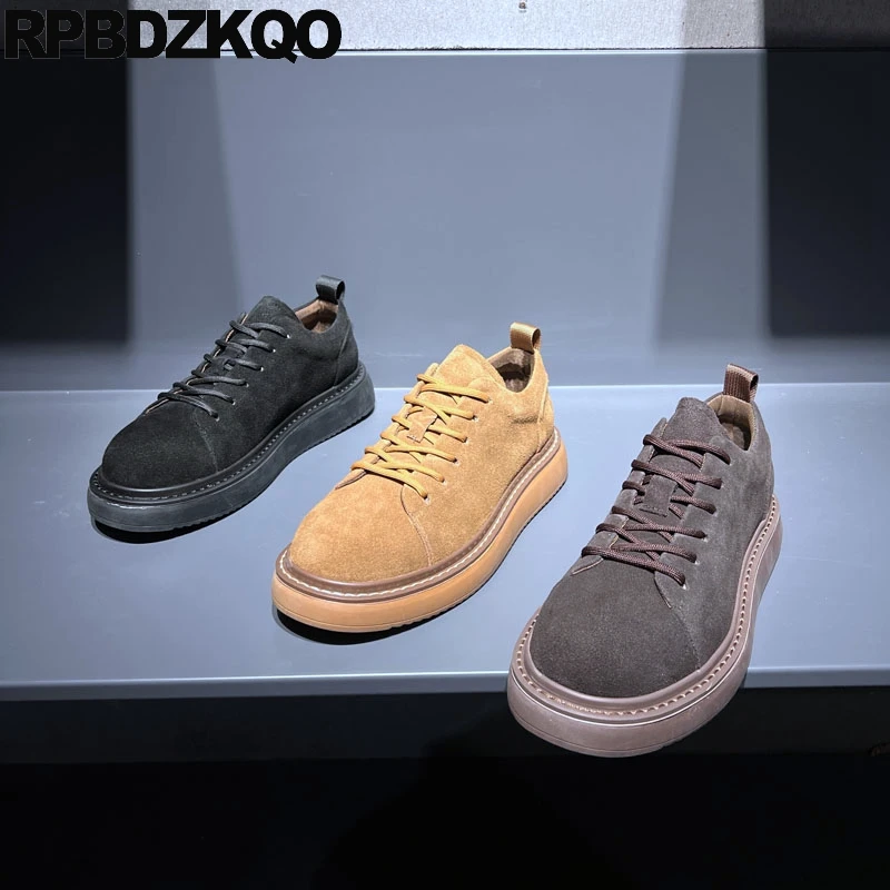 

Мужские кожаные туфли на шнуровке, коричневые прочные туфли из нубука, на плоской подошве, с круглым носком, нескользящая повседневная обувь для улицы, весна-осень 2023