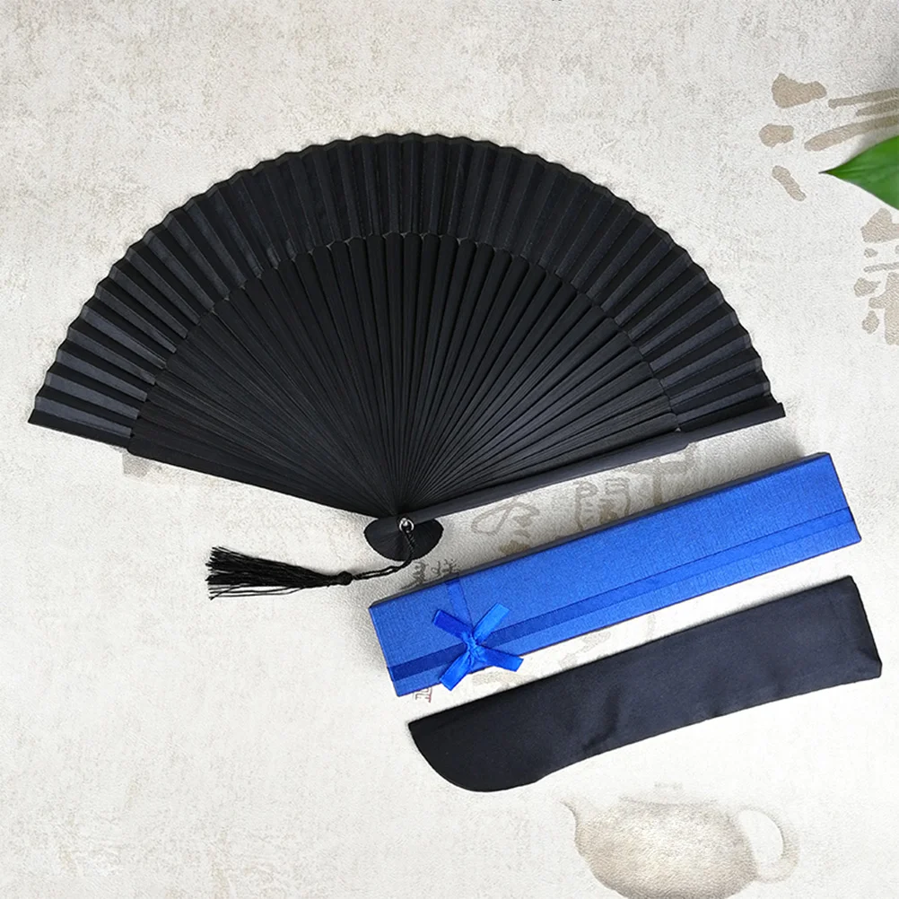 

Fan Folding Chinese Handheld Foldable Hand Silk Men Japanese Large Retrotassel Vintage Fans Cloth Fabric Traditional Dance