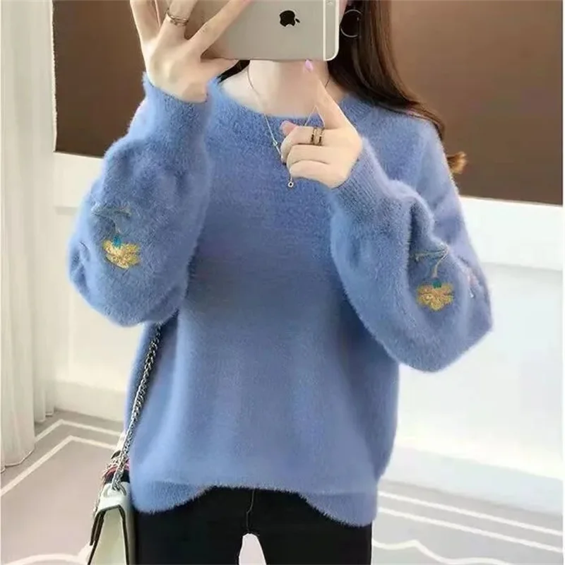 Норковый бархатный свитер женские вязаные свитера и пуловеры с длинными