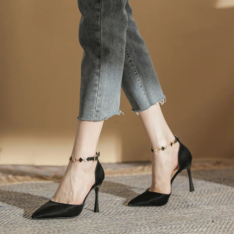 Elevate Your Look with Simple Chain High Heels & Alluring Hollow Fairy Sandals - A Must-have for Fashionable Ladies