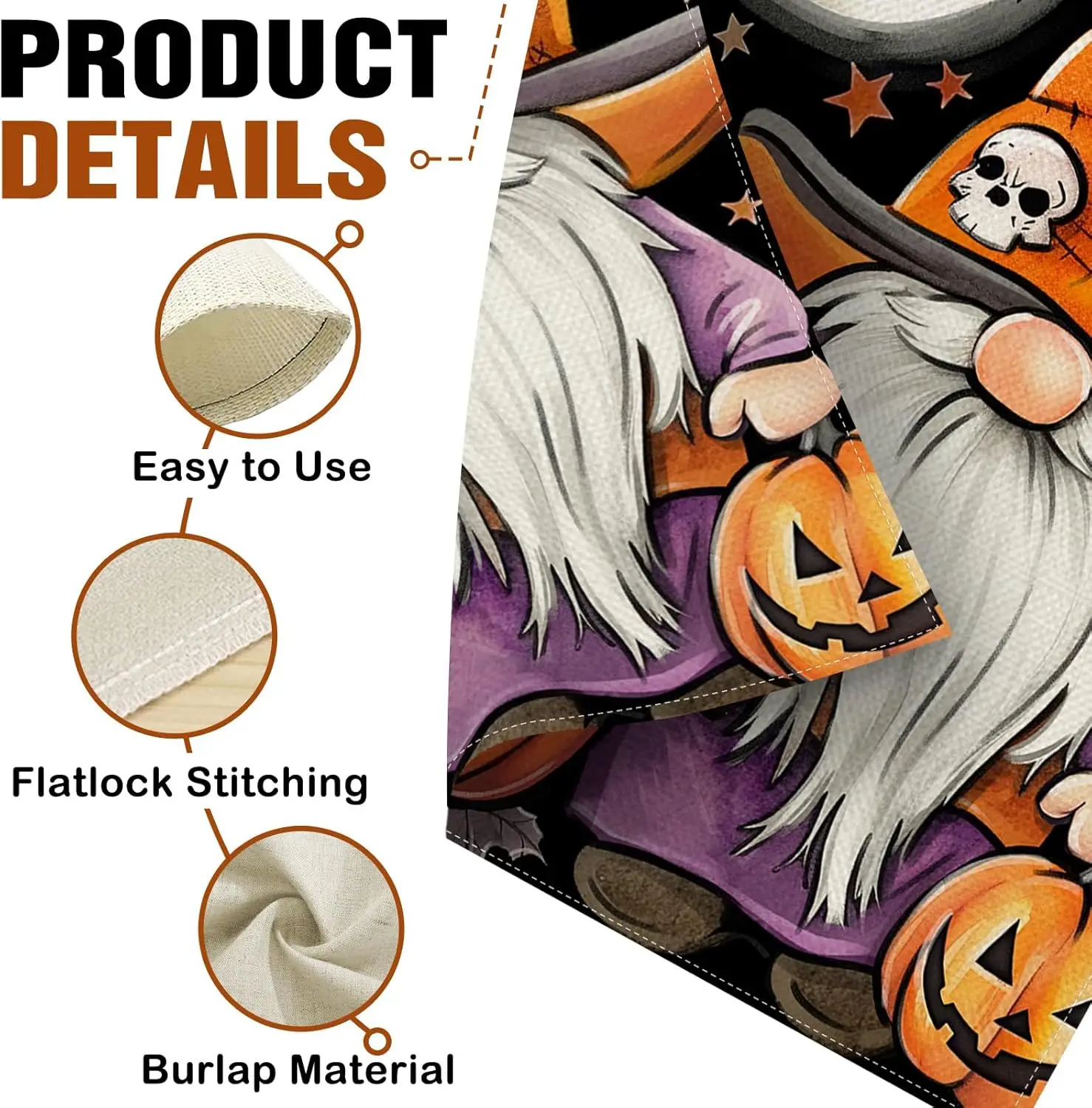 Фото Декоративный садовый флаг Dyrenson Happy Halloween Gnome, забавный флаг с тыквой-фонарем и черепом для украшения двора и дома, Moon UUN №5