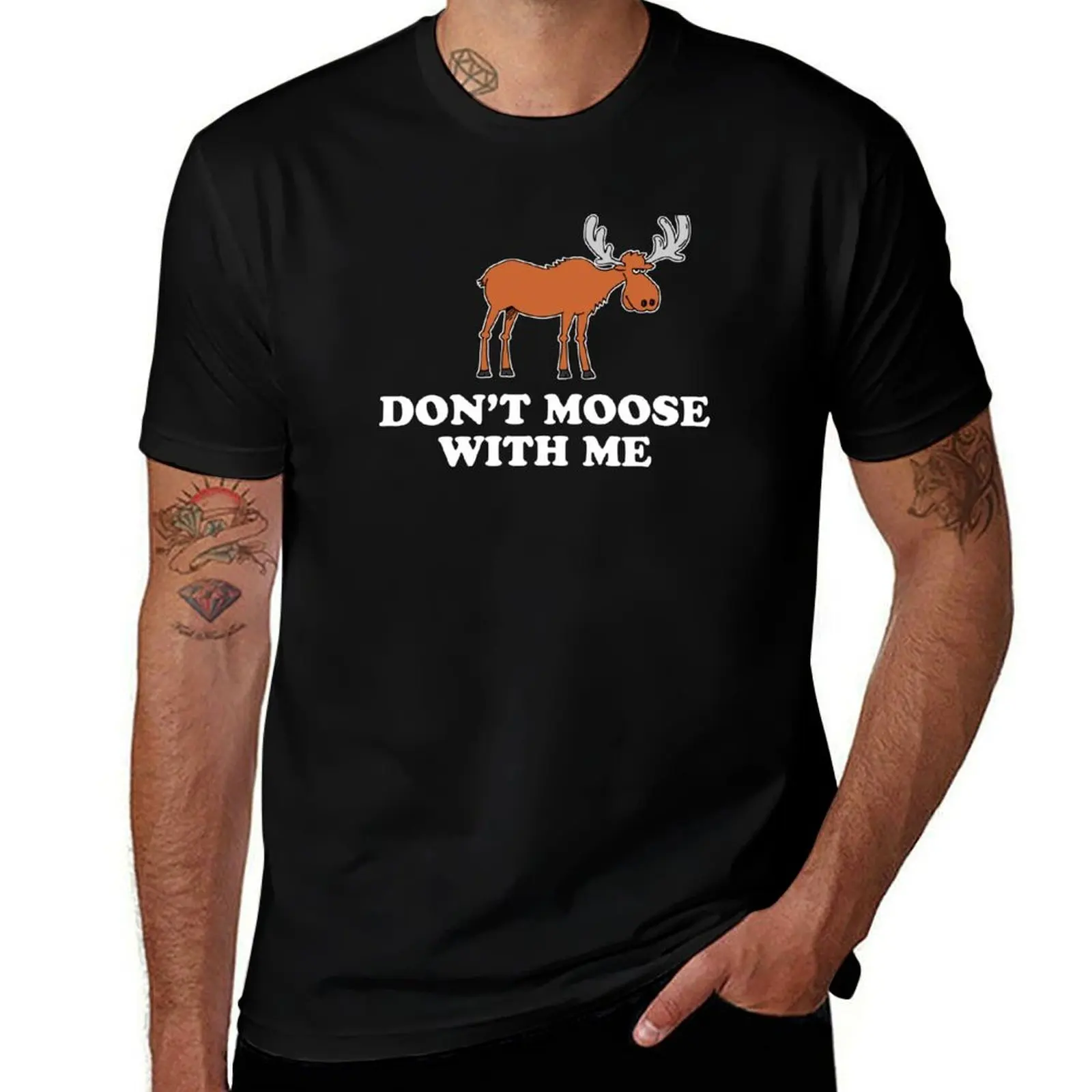 Фото Футболка с забавным принтом «Don't Moose With Me», модная футболка с рисунком для мужчин №1