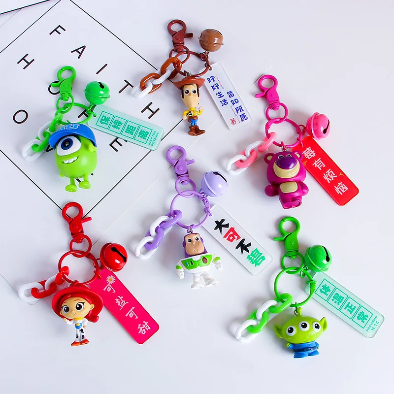 

Disney Toy Story Anime Figure Key Chain Woody Buzz Lightyear Keychain Action Cartoon Jessie Alien Keyring Toys for Kids Gifts